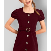 Addyvero Maroon Cotton Blend Girls A-line Dress ( Pack of 1 ) - None