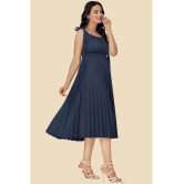 Glomee Crepe Solid Midi Womens Fit & Flare Dress - Blue ( Pack of 1 ) - None