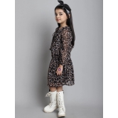 MINI & MING Girls Animal Print Georgette Fit & Flare Dress