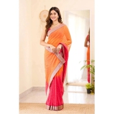 A TO Z CART Banarasi Silk Embellished Saree With Blouse Piece - Orange ( Pack of 1 ) - Orange