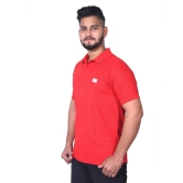 Men Solid Polo Neck Cotton Blend Red T-Shirt