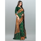 Om Shantam Sarees - Green Banarasi Silk Saree With Blouse Piece ( Pack of 1 ) - Green