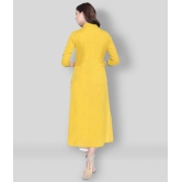 Divena - Yellow Cotton Blend Womens Front Slit Kurti - S