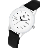 Septem Black Leather Analog Mens Watch