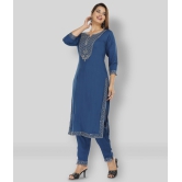 JC4U - Blue Straight Rayon Women's Stitched Salwar Suit ( Pack of 1 ) - XXL