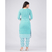 MAUKA Cotton Printed Kurti With Pants Women''s Stitched Salwar Suit - Blue ( Pack of 1 ) - None