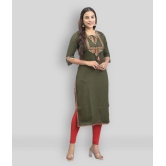 Maquien - Green Rayon Women's Straight Kurti ( Pack of 1 ) - None