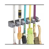 Hi-Lee Mop and Broom Holder | Wall Hanging, 5 Slots with 6 Inbuilt Hanging Hooks/Magic Holder Broom and Mop Organizer