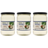 Farm Naturelle 100 % Pure Organic Virgin Cold Pressed Coconut Cooking Oil -500 ml x3 (Glass Bottles )