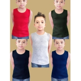 Hap Kings - Multi Color Cotton Solid Boys Vest ( Pack of 5 ) - None