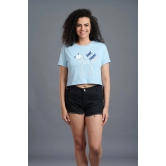 Skeleton Printed Sky Blue Crop Top for Women XXL