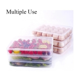 SHARUJA Multiprapose 24 Grid Egg Storage Refrigerator Container With Lid - Transparent Polyproplene Egg Container ( Pack of 1 ) - Transparent