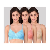 Tkeshto - Multicolor Cotton Lightly Padded Women's Everyday Bra ( Pack of 3 ) - None