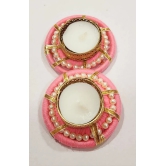 Elegant Pearl and Fabric Tealight Candle Holder Set