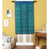 Three Panel Bamboo Curtain - Blue-8 ft length