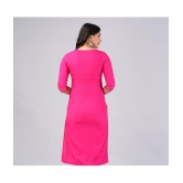 MAUKA Rayon Solid Straight Womens Kurti - Pink ( Pack of 1 ) - None