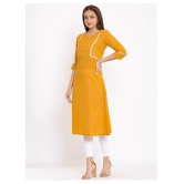 FabbibaPrints - Yellow Cotton Women's Straight Kurti - S