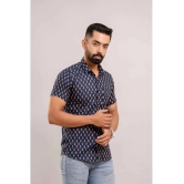 Frionkandy 100% Cotton Regular Fit Printed Half Sleeves Mens Casual Shirt - Navy ( Pack of 1 ) - None