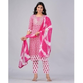 MAUKA Cotton Printed Kurti With Pants Women''s Stitched Salwar Suit - Pink ( Pack of 1 ) - None