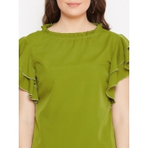 Women Green & Taupe Solid Top with Skirt