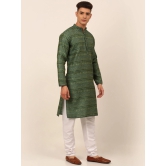 Men Sequinned Kurta with Churidar-S / Green