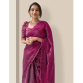 Apnisha Organza Solid Saree With Blouse Piece - Pink ( Pack of 1 ) - Pink