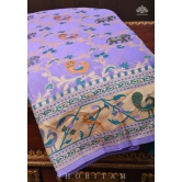 Paithani Design Four color Meenakari Shikkaargah Jaal on Pure Silk Georgette Lavender Saree | SILK MARK CERTIFIED