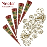 Neeta Mehendi Cones for Hand Desgning & Wedding, Bridal Mehandi Cone Reddish Brown Color 12 Pcs in 1 Box (Pack of 2)