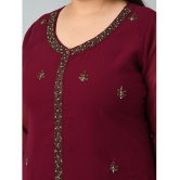 PrettyPlus by Desinoor.com Georgette Embroidered Kurti With Palazzo Women''s Stitched Salwar Suit - Wine ( Pack of 1 ) - None