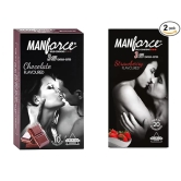 MANFORCE Chocolate Strawberry Condoms 10s (Combo of 2) Condom (Set of 2 20 Sheets)