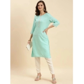 Rangita Women Sea Green Rayon Printed Knee Length Straight Kurti - None