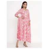 Angiya Pink Cotton Anarkali Kurti - - M