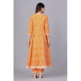 Doriya Cotton Blend Printed Kurti With Palazzo Women's Stitched Salwar Suit - Yellow ( Pack of 1 ) - None