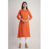 MAUKA - Orange Rayon Womens Front Slit Kurti ( Pack of 1 ) - None