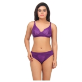 TCG Purple Cotton Lycra Bra & Panty Set - 38