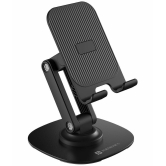 Portronics Foldable Mobile Stand for Smartphones and Tablets ( Black ) - Black