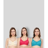 KYODO - Multicolor Cotton Blend Non Padded Womens Everyday Bra ( Pack of 3 ) - 30B