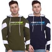 London Hills Mens Regular Fit Printed Full Sleeve Cotton Blend Hooded T-Shirt (Pack of 2)