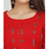 JC4U - Red Rayon Womens Straight Kurti ( Pack of 1 ) - XL