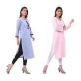 DESHBANDHU DBK - Multicolor Cotton Womens Straight Kurti ( Pack of 2 ) - None