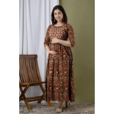 PALANI-HUB Women Maternity/Nursing Nighty  (Brown)