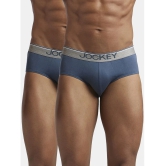 Jockey 8037 Men Super Combed Cotton Solid Brief with Ultrasoft Waistband - Deep Slate (Pack of 2) - None