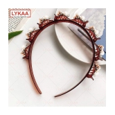 LYKAA Stylish Braided Double Layer Twist Plait Plastic Headband with Elegant Flower For Girls - 1Pcs - Brown