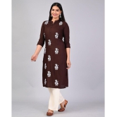 MAUKA Rayon Embroidered Kurti With Palazzo Women's Stitched Salwar Suit - Brown ( Pack of 1 ) - None