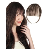 RefynHair Low Density Clip-In Hair Bang Extension | 100% Remy Human Hair | Natural Looking Fringe Hair Extensions for Girls and Women | Easy Single Clip In | Lightweight Wispy Bangs - Medium Brown