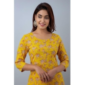 Doriya Rayon Printed 3/4th Sleeves Straight Yellow Kurti Single - None