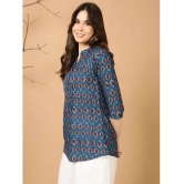 Antaran Cotton Printed Straight Womens Kurti - Blue ( Pack of 1 ) - None