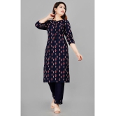 Smien - Navy Straight Rayon Women's Stitched Salwar Suit ( Pack of 1 ) - None