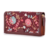 Lychee bags Women Printed Canvas Multicolour Wallet (Brown)