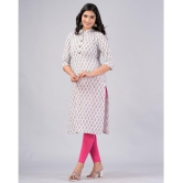 MAUKA Cotton Printed Straight Womens Kurti - White ( Pack of 1 ) - None